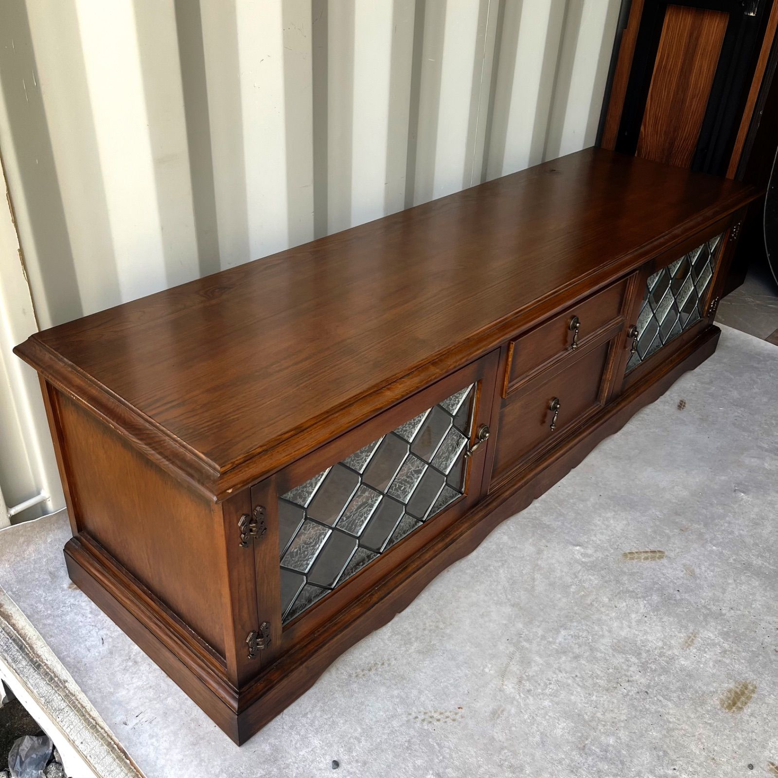 定価16.4万 クラシック英国風アンティークステンドグラス テレビボード TV台