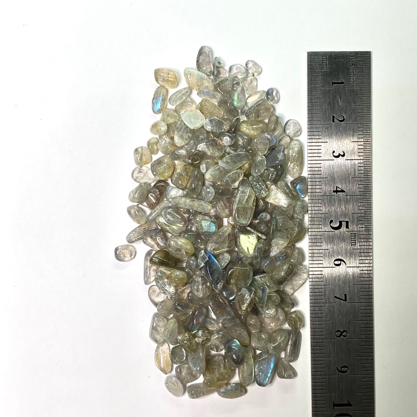 高品質ラブラドライト 『月と太陽の象徴』穴なし 光波動さざれ石 30g