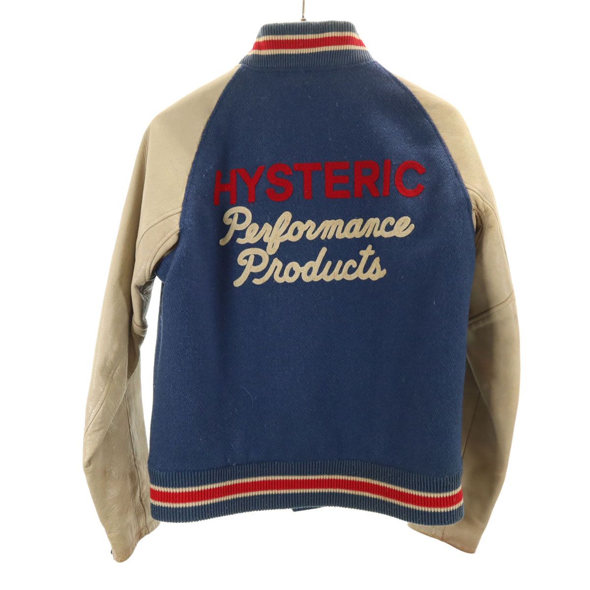 GLAMOUR グラマー 牛革レザー切替 スタジャン 青紺 ヒステリックグラマー レディース 古着