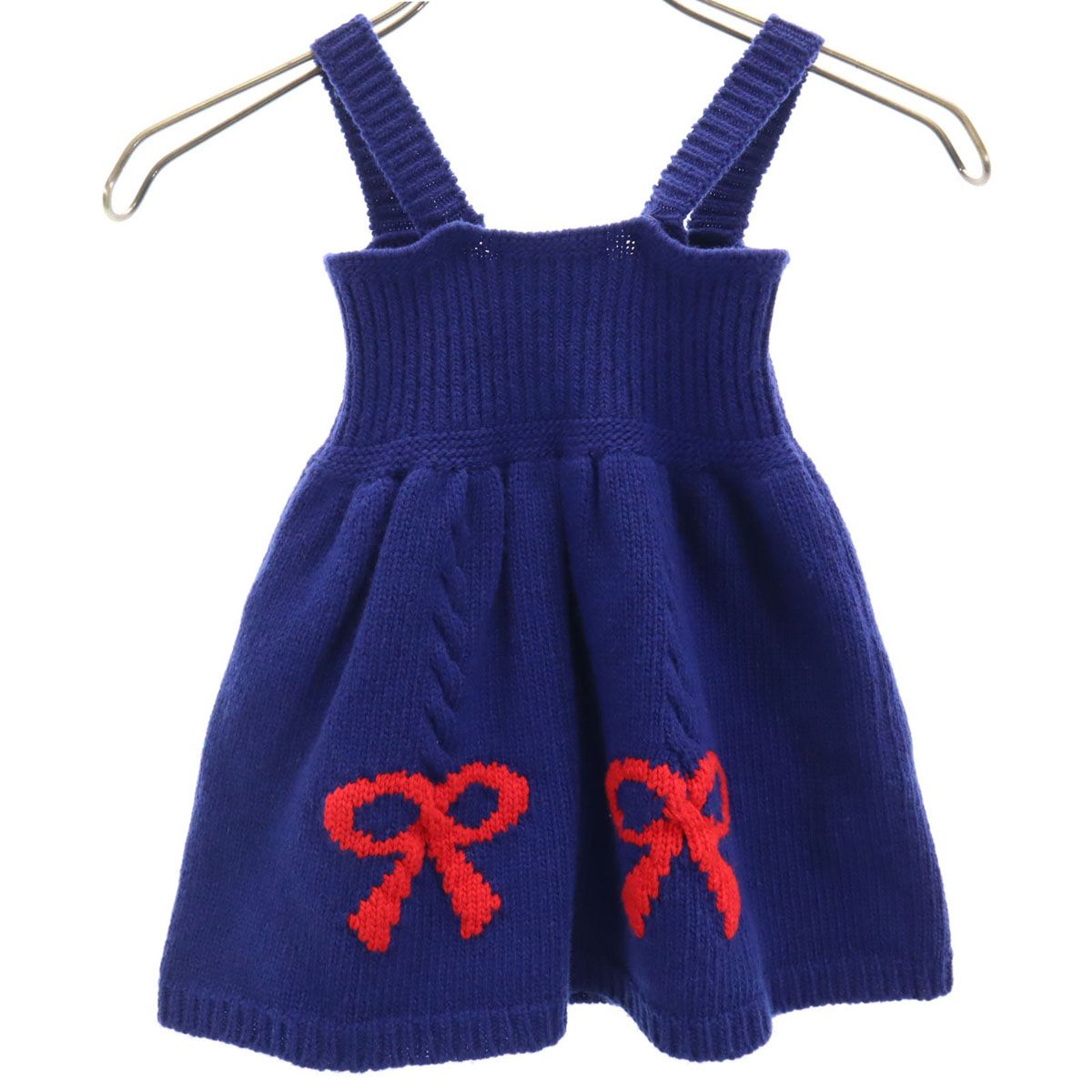 GUCCI グッチ イタリア製 ウール ノースリーブ ニット ワンピース 12 18ｍ ブルー キッズ 古着