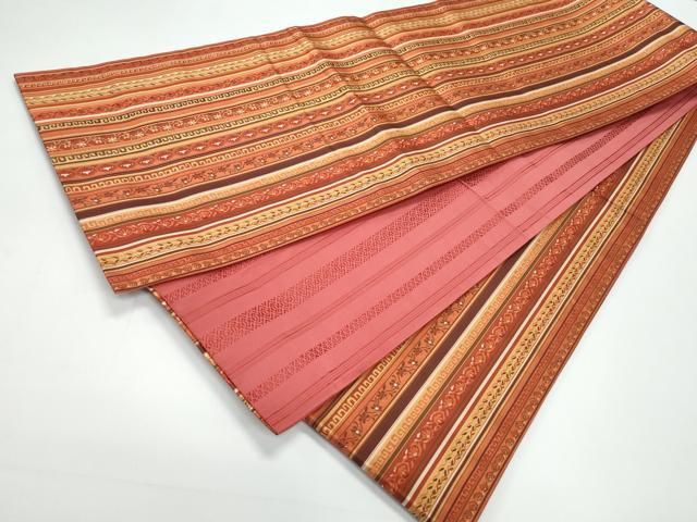 平和屋着物◎本場筑前博多織 両面 全通柄 京袋帯 草花間道 正絹 逸品  