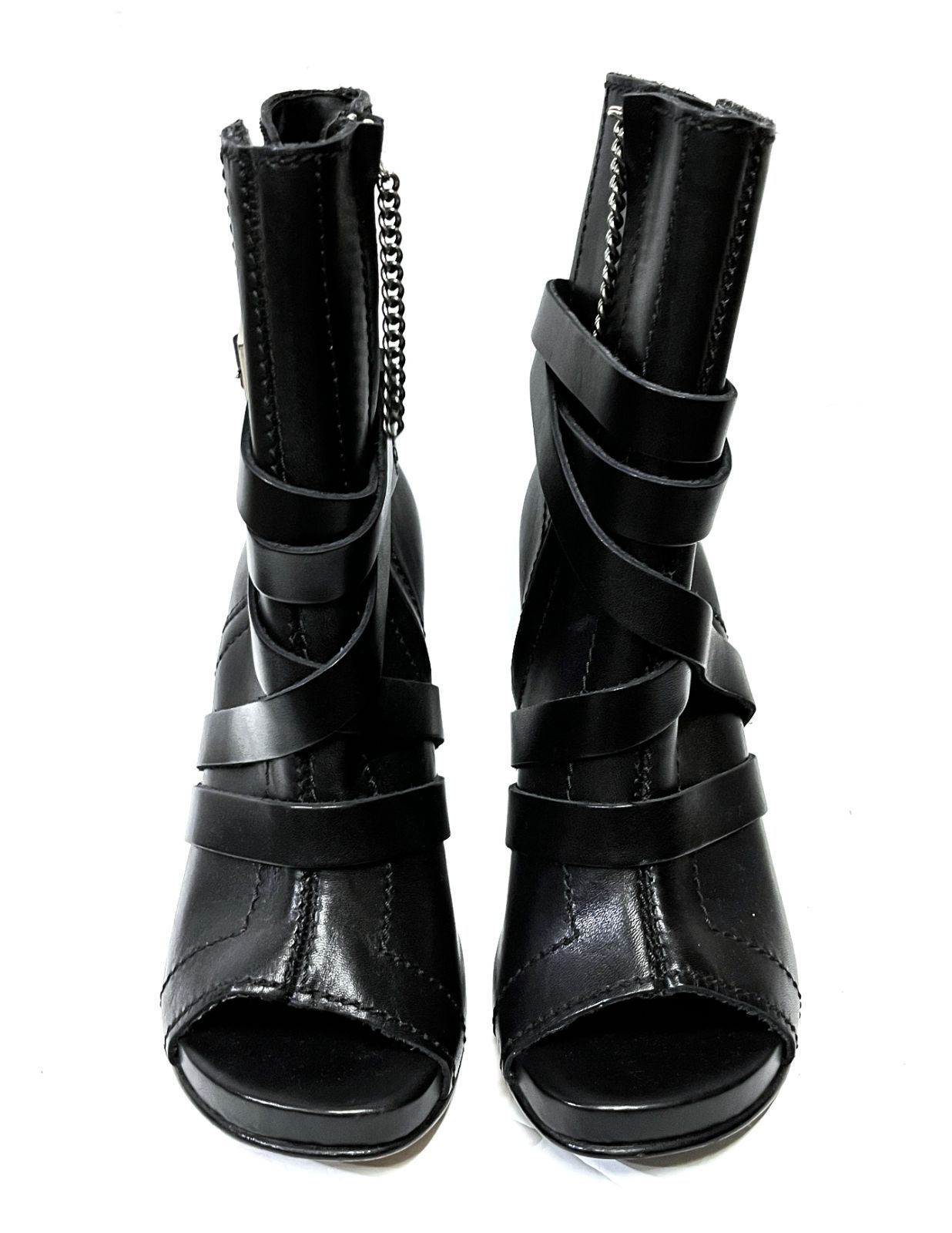 3 21cm程度 DIRK BIKKEMBERGS|ダークビッケンバーグ ベルト付き サイドジップ ヒールブーツサンダル 靴 KWY