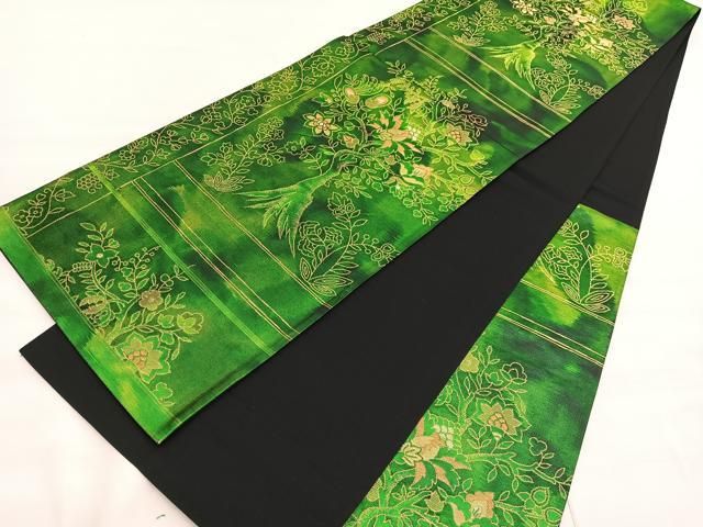 平和屋着物◎西陣 六通柄袋帯 更紗花文 金糸 引箔 証紙付き 正絹 逸品