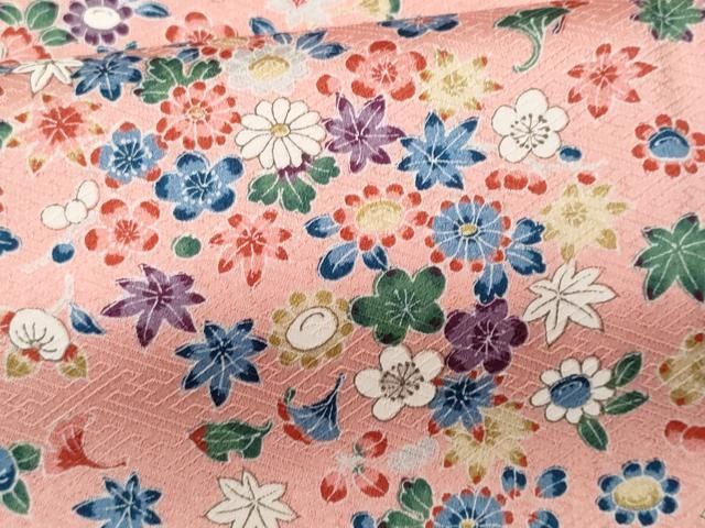 平和屋着物▽上質な色無地　単衣　草花地紋　裏葉柳色　正絹　逸品　AAAZ1752fy 平和屋着物▽上質な色無地 単衣 草花地紋 裏葉柳色 正絹 逸品