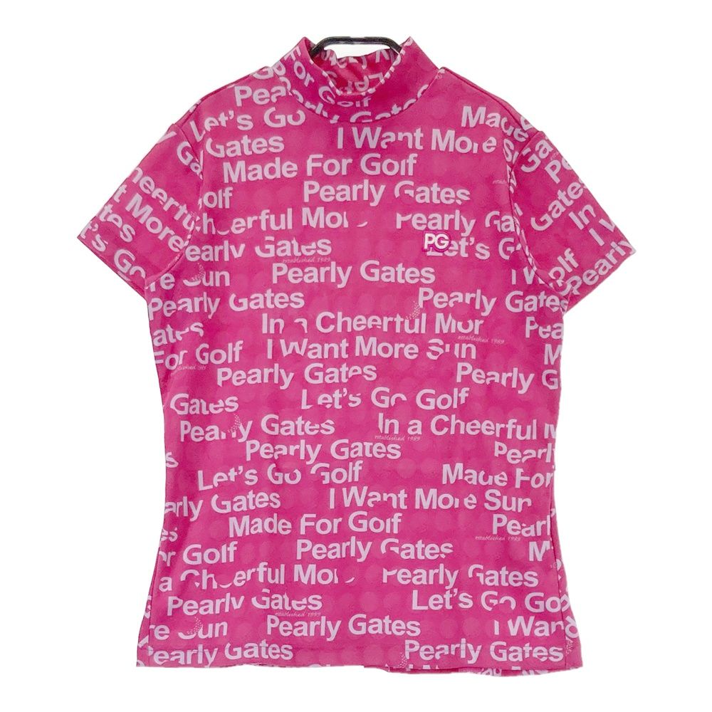 サイズ 2 PEARLY GATES パーリーゲイツ モデル ハイネック半袖Tシャツ 総柄 ピンク系 240101547760 ゴルフウェア レディース ストスト