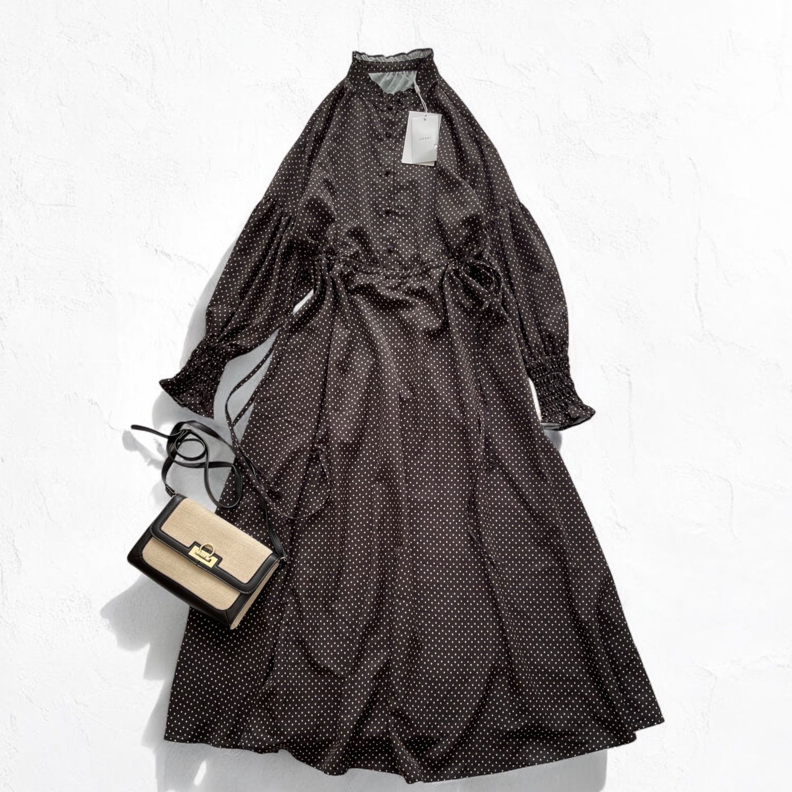 ☘️未使用値札タグ付♡アメリ♡KOMON PATTERN VOLUME DRESS♡水玉