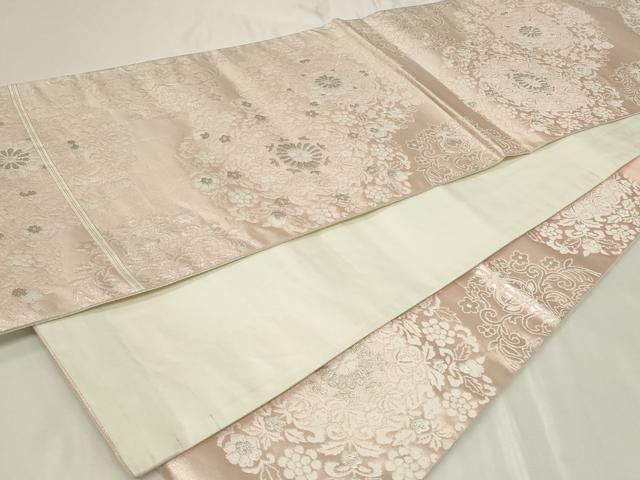 平和屋着物◎六通柄袋帯 唐織 正倉院花文 銀糸 正絹 逸品 CAAY8911in