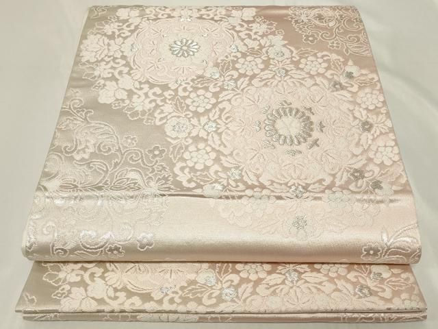 平和屋着物◎六通柄袋帯 唐織 正倉院花文 銀糸 正絹 逸品 CAAY8911in