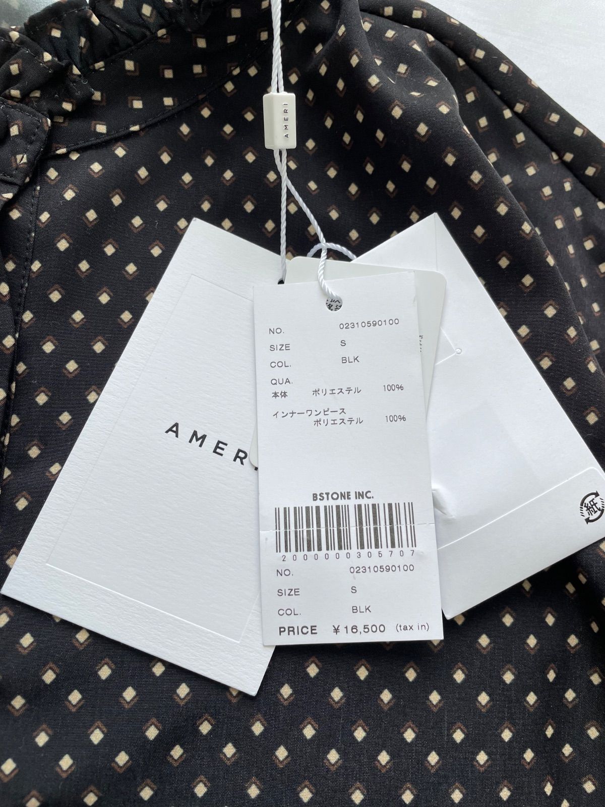 ☘️未使用値札タグ付♡アメリ♡KOMON PATTERN VOLUME DRESS♡水玉