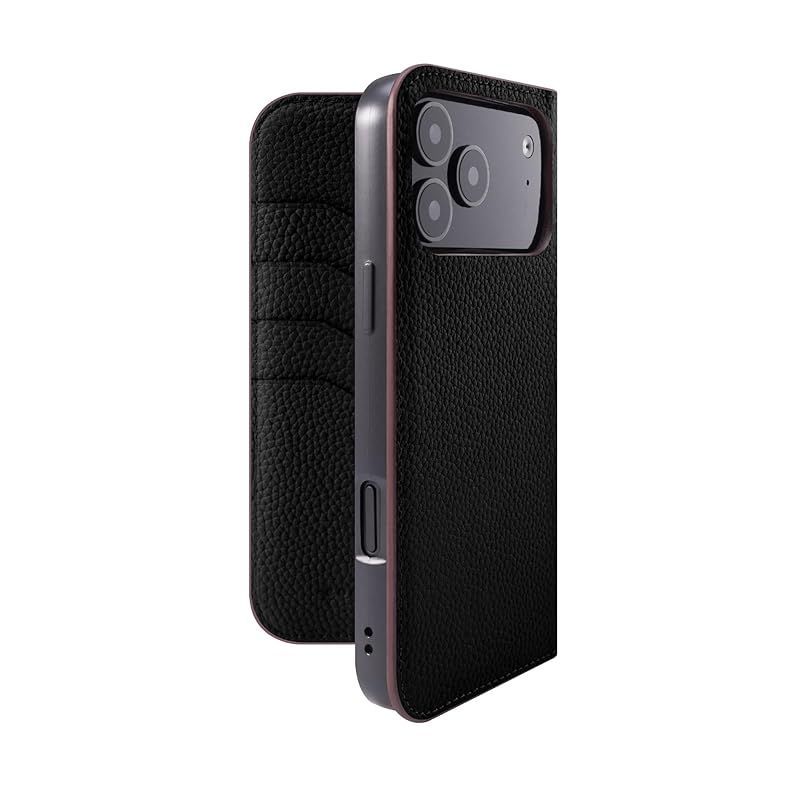 COGURE 互換 iPhone 17 ProMax ケース 手帳型 本革 PDE ブラック 1