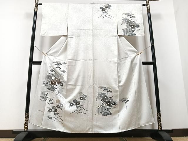平和屋着物□訪問着 駒刺繍 風景花文 松竹梅 正絹 逸品 CAAZ1639xe
