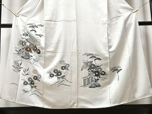 新品 金駒刺繍 松竹梅 着物“花吉祥に和を照らすとき”仕付糸付 訪問着 5578 美品 金駒刺繡 正絹 着物“時を超え波に乗り祝福の松竹梅