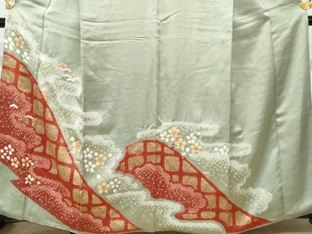 平和屋着物○訪問着 作家物 花鳥文 暈し染め 金銀彩 正絹