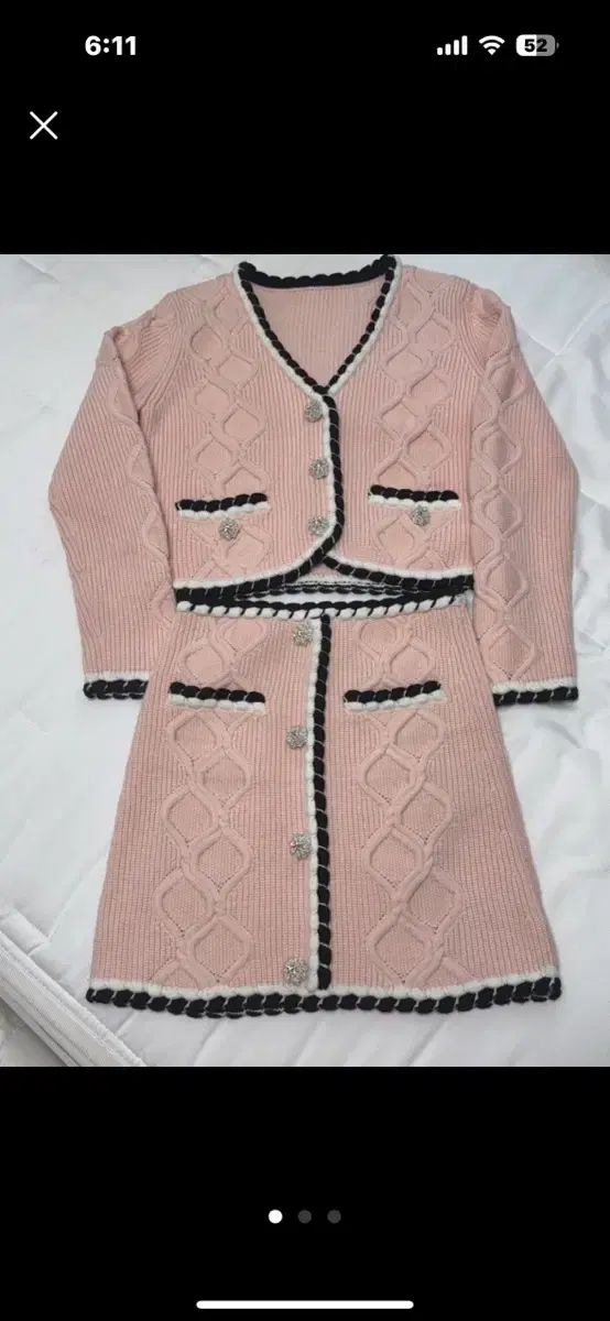 ニット セットアップ ピンク カーディガン スカート セット