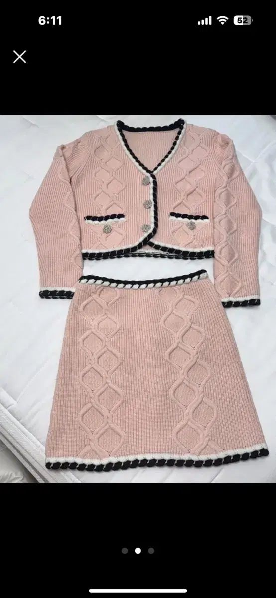 ニット セットアップ ピンク カーディガン スカート セット