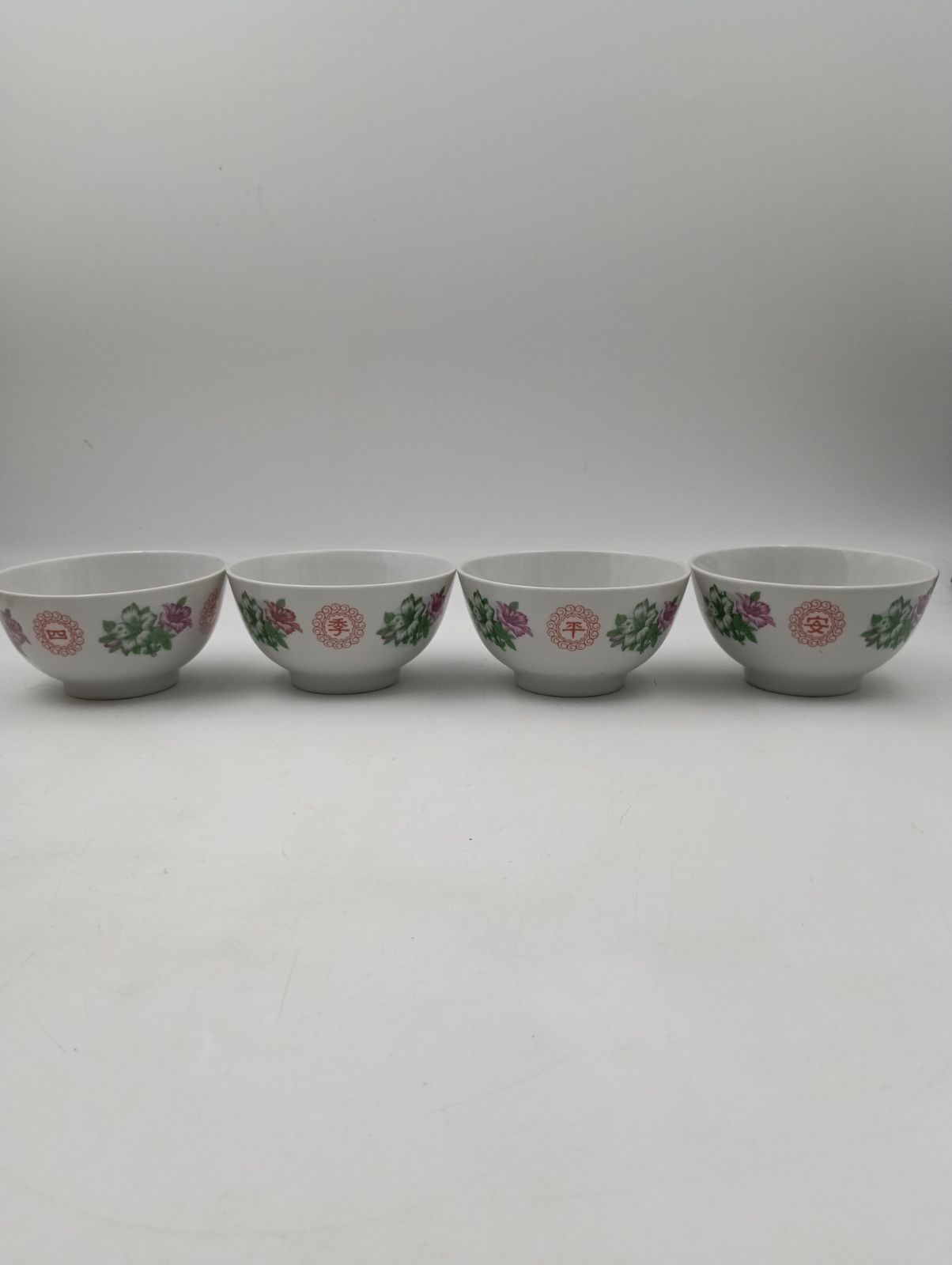 K-1608 中国製造 Made in China 四季平安 つつじ柄 4客
