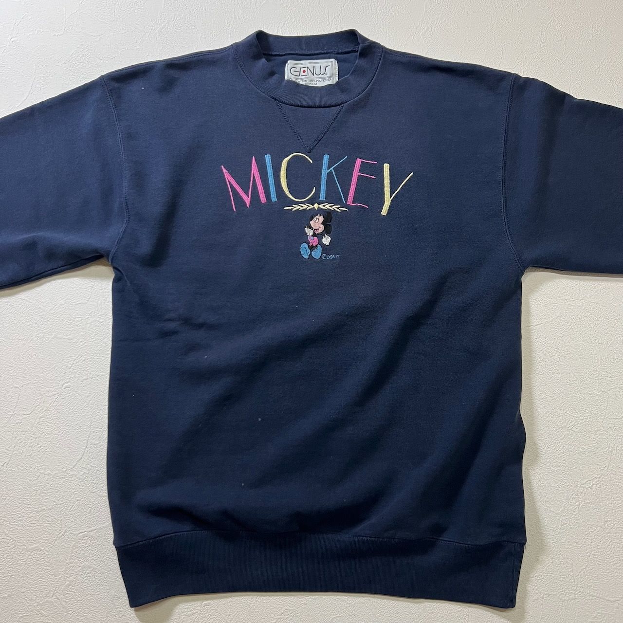 80s～90s USA GENUS 刺繍ロゴ ディズニー ミッキーマウス スウェット 