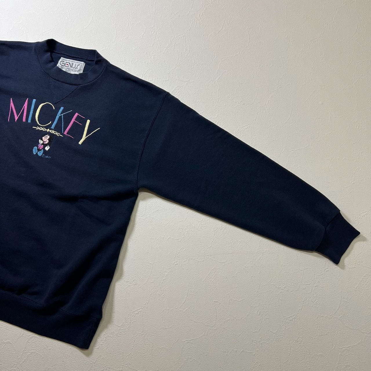 80s～90s USA GENUS 刺繍ロゴ ディズニー ミッキーマウス スウェット 