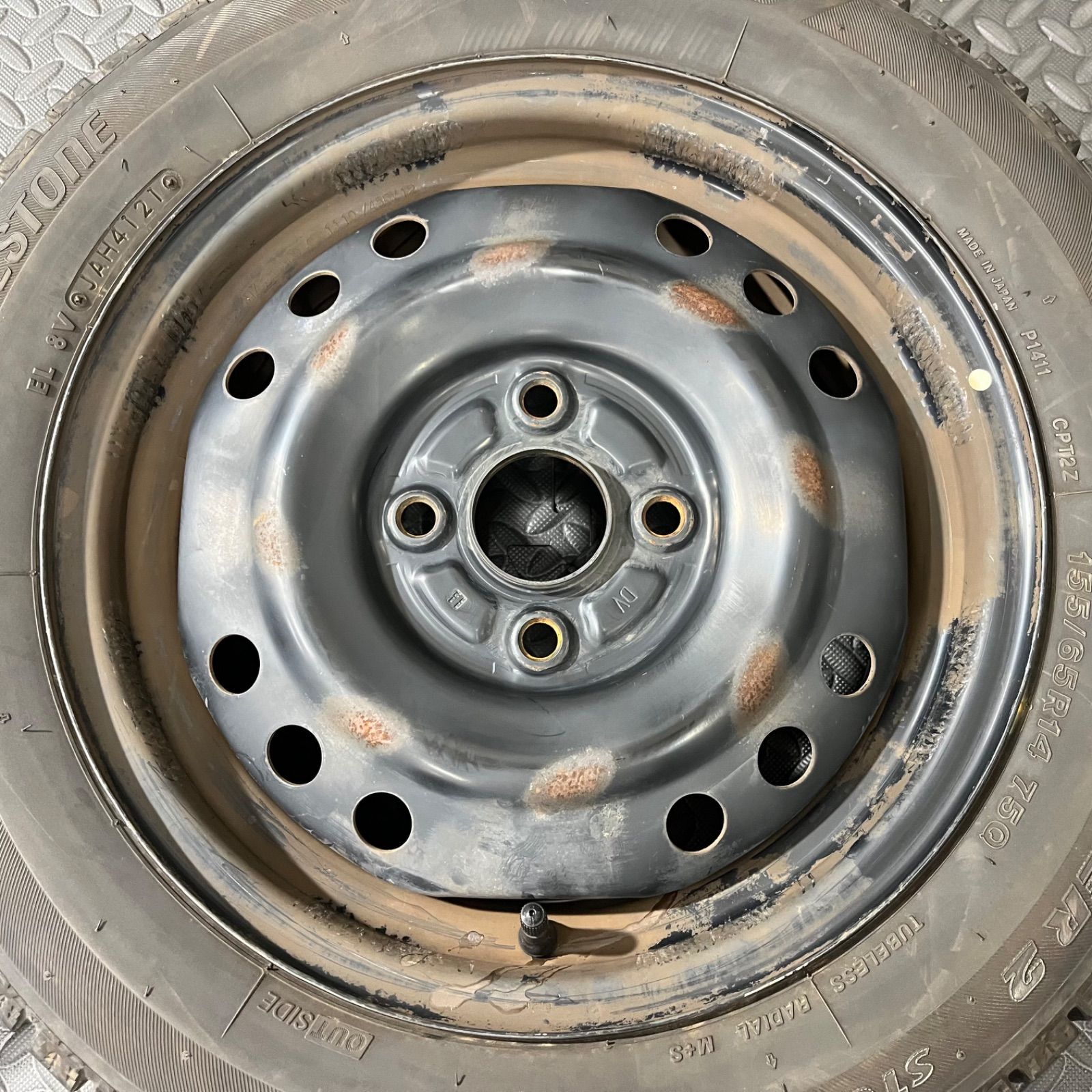  21年製 155 65 R 14 ブリヂストン アイスパートナー2 ダイハツ タント ムーヴ ミラ コンテ スタッドレスタイヤ 1142 14インチ タイヤ ホイールセット