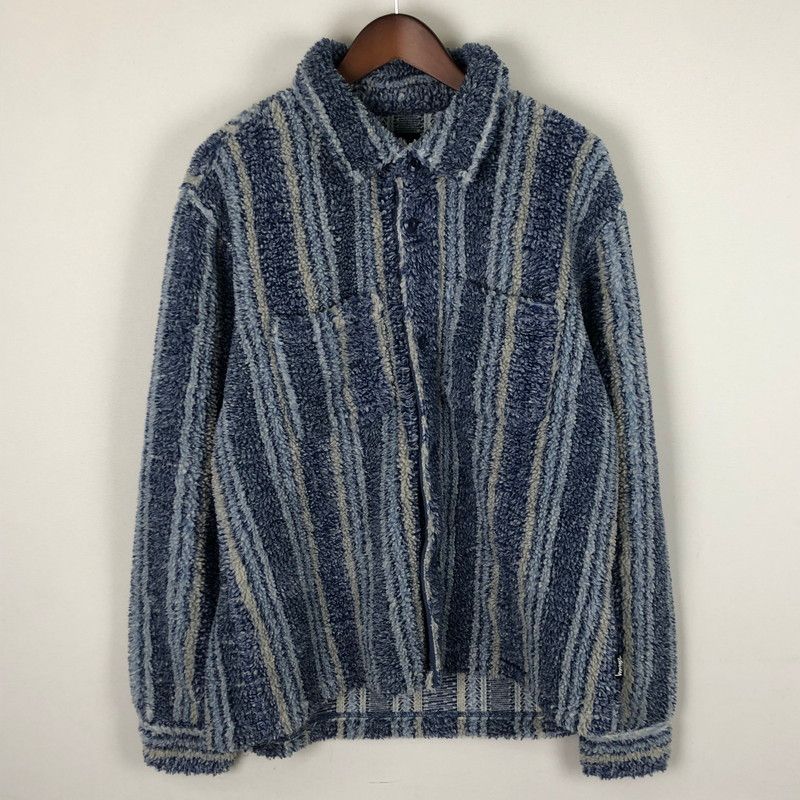品 STUSSY ステューシー STRIPE SHERPA SHIRT 1110197 ストライプ シェルパシャツ ライトアウター 142-251102-yy-12-tei