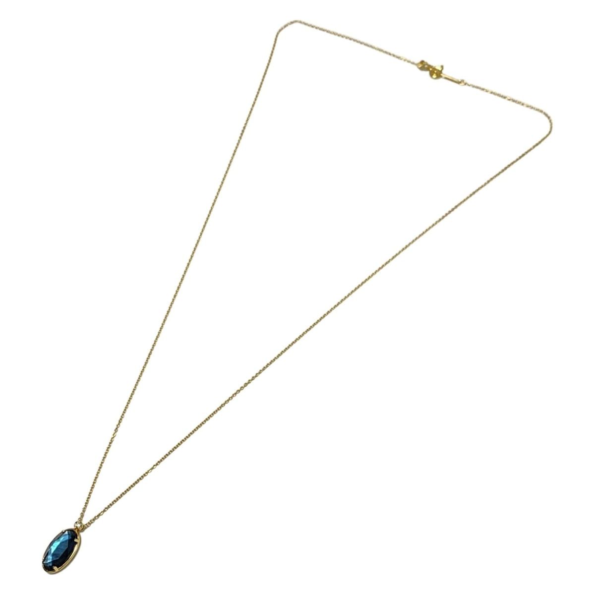 VENDOME ヴァンドーム青山 ネックレス - K 18 YG×ダイヤモンド×ブルーグリーン 1 Pダイヤ ダイヤ約0.01カラット