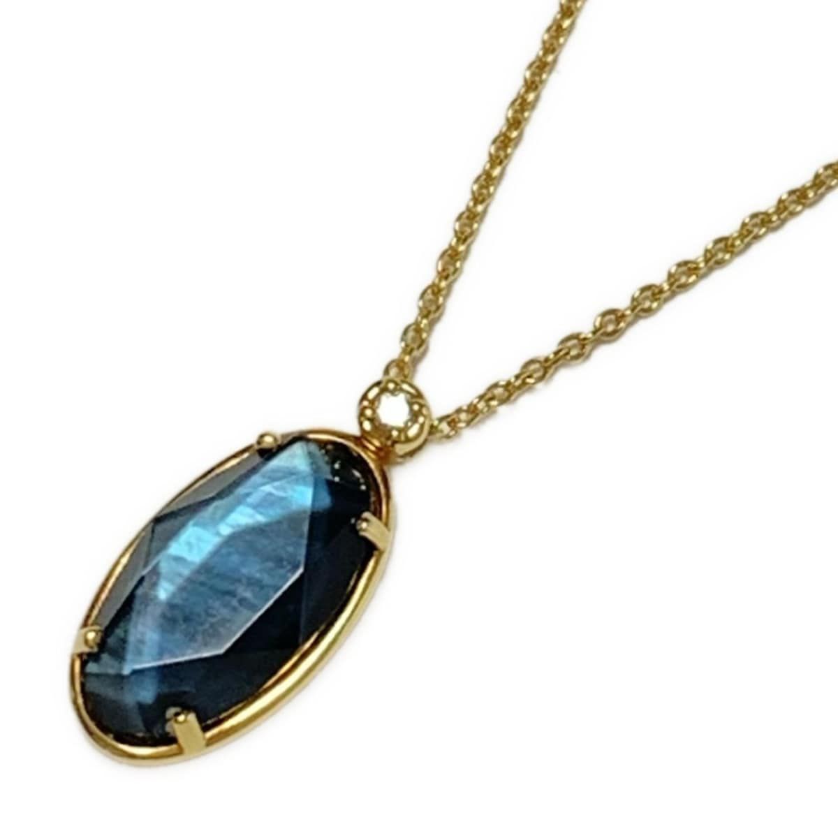 VENDOME ヴァンドーム青山 ネックレス - K18YG×ダイヤモンド×ブルーグリーン 1Pダイヤ ダイヤ約0.01カラット