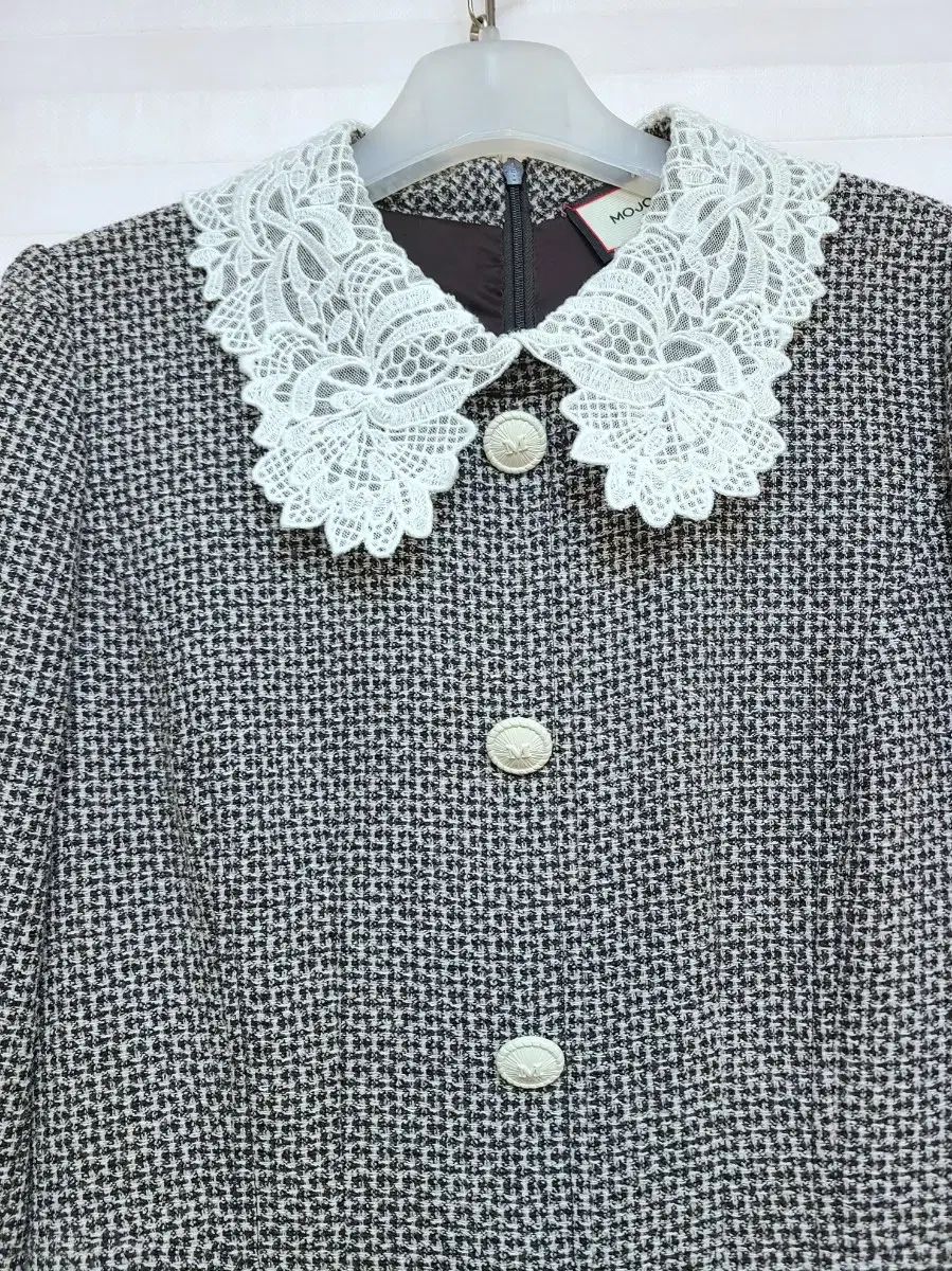 モジョエスピン レース襟 ツイード ロング丈ワンピース 699千円