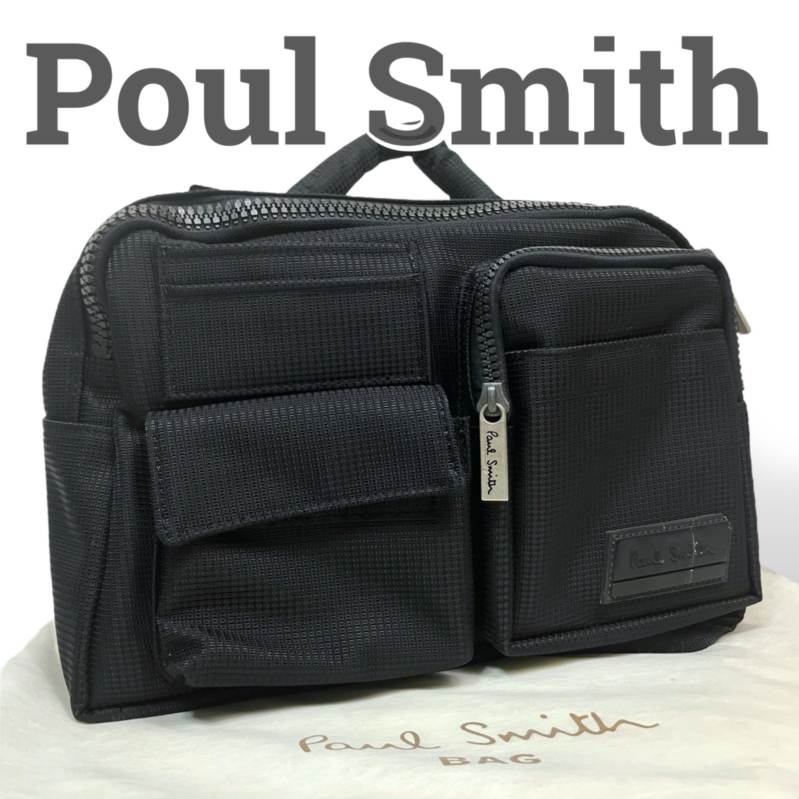 Poul Smith ポールスミス ボディバッグ ショルダーバッグ ハンドバッグ 3way クロスボディ ナイロン ブラック 黒 ファスナー式 メンズ 男性 お出かけ 普段使い 日常使い 通勤 通学 おしゃれ ブランドカバン 鞄 バッグ 大容量 人気