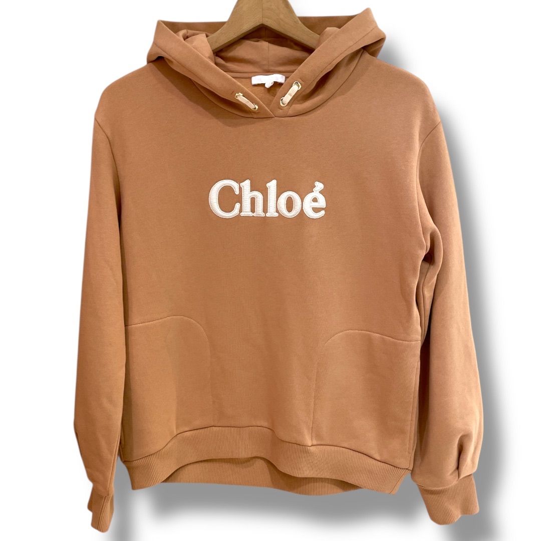 Chloe KIDS クロエキッズ パーカー フーディー スウェット ロゴ刺繍 裏起毛 長袖 ガールズ 大人もOK カジュアル キャメル 14 レディース 冬 ゴーゴー古着セントラルパーク名古屋店No.1404