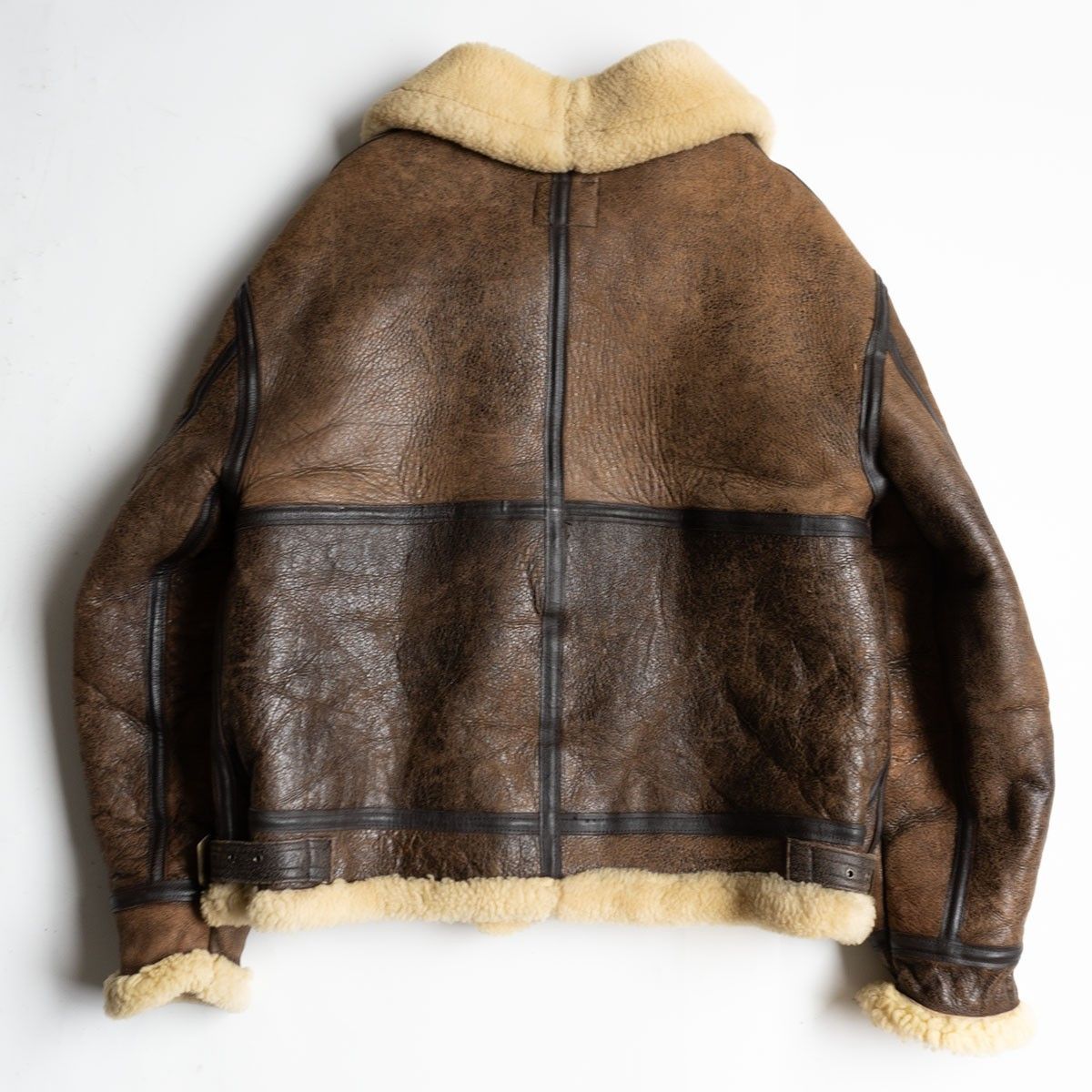 雰囲気抜群 ビッグサイズ AVIREX B-3 ムートンボンバージャケット 44 ブラウン アヴィレックス フライト レザー ジャケット 25101265