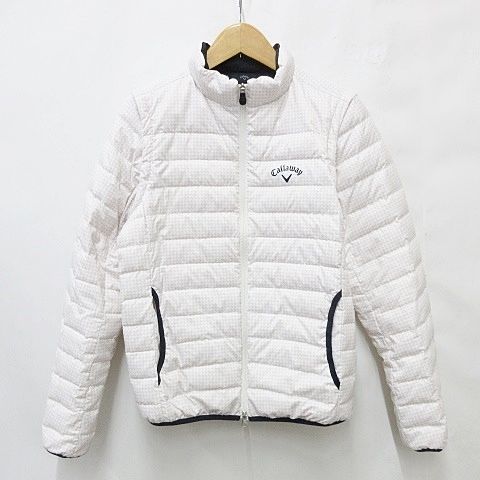 キャロウェイ　ダウンジャケット　総柄　2WAY　ブルゾン　ベスト　ホワイト系　L CALLAWAY キャロウェイ 2WAY ダウンジャケット 総柄 ホワイト系 L