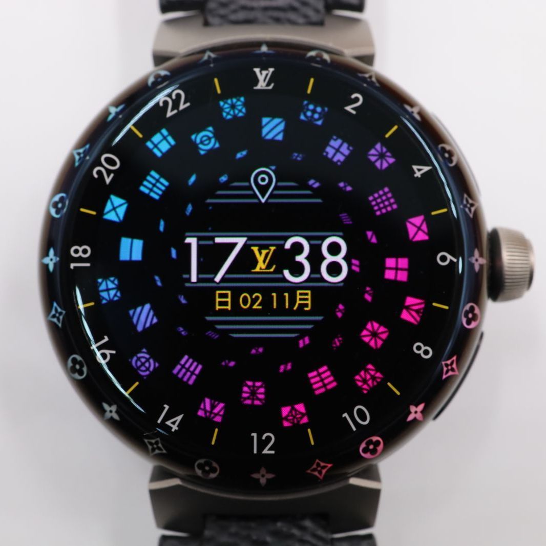 動作 済み A ルイヴィトン タンブールホライゾンV3 アップライト マットブラック 黒