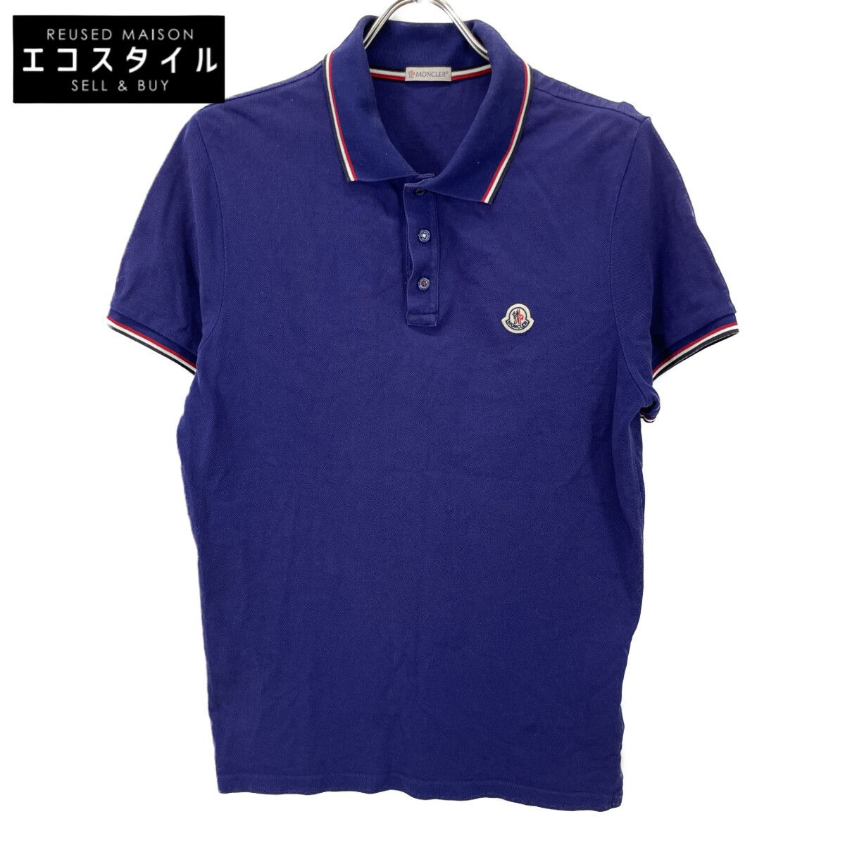 MONCLER モンクレール 正規 MAGLIA POLO MANICA CORTA コットン ワッペンロゴ ポロシャツ L