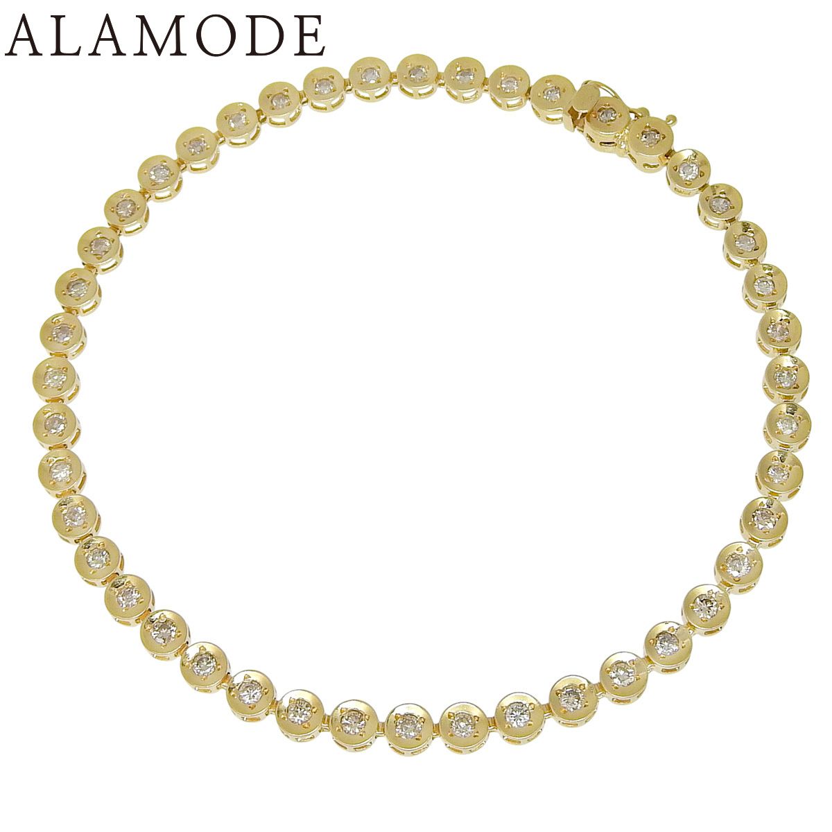 D1.00 テニス ダイヤモンド ブレスレット イエローゴールド K18YG ブレスレット ジュエリー ゴールド金 レディース 40802157328 アラモード