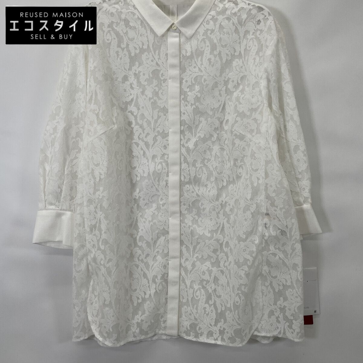 CHRISTIAN AUJARD クリスチャンオジャール ホワイト レーシーオパール 比翼ブラウス 13