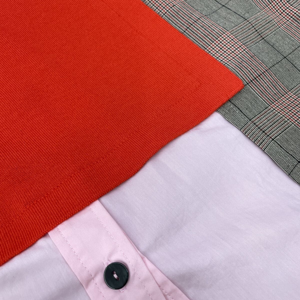  ENFOLD エンフォルド 24 AW -1110 ﾚｯﾄﾞ ｳｰﾙ混 布帛ｺﾝﾋﾞ Knit Combi P.O ﾌﾟﾙｵｰﾊﾞｰ 38 その他 トップス