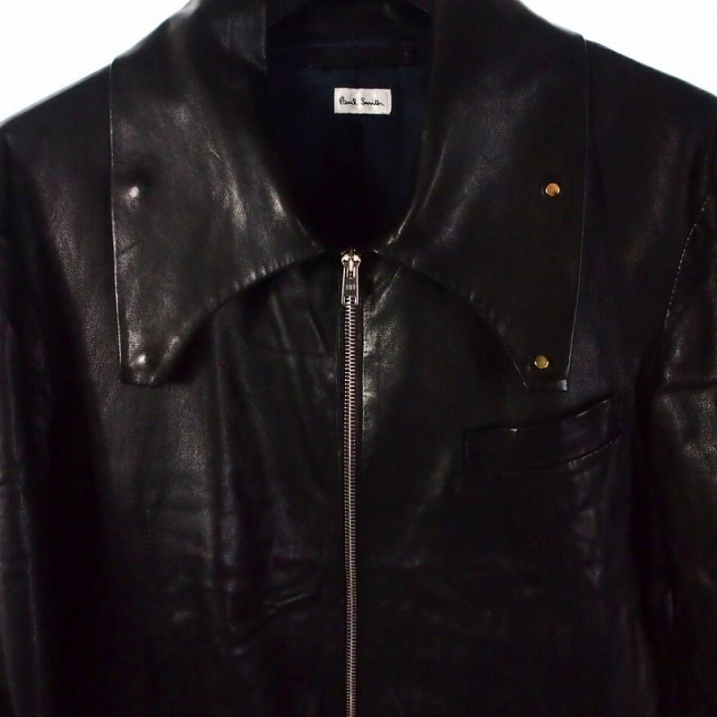 ポールスミス PAUL SMITH レザージャケット ブルゾン L ブラック 黒 PM
