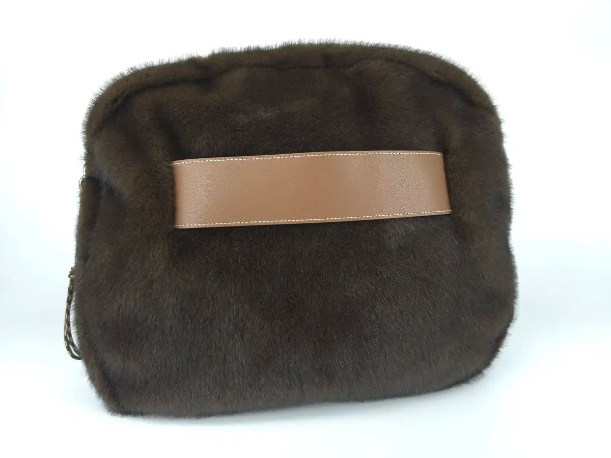 TIME ファー クラッチバッグ ブラウン