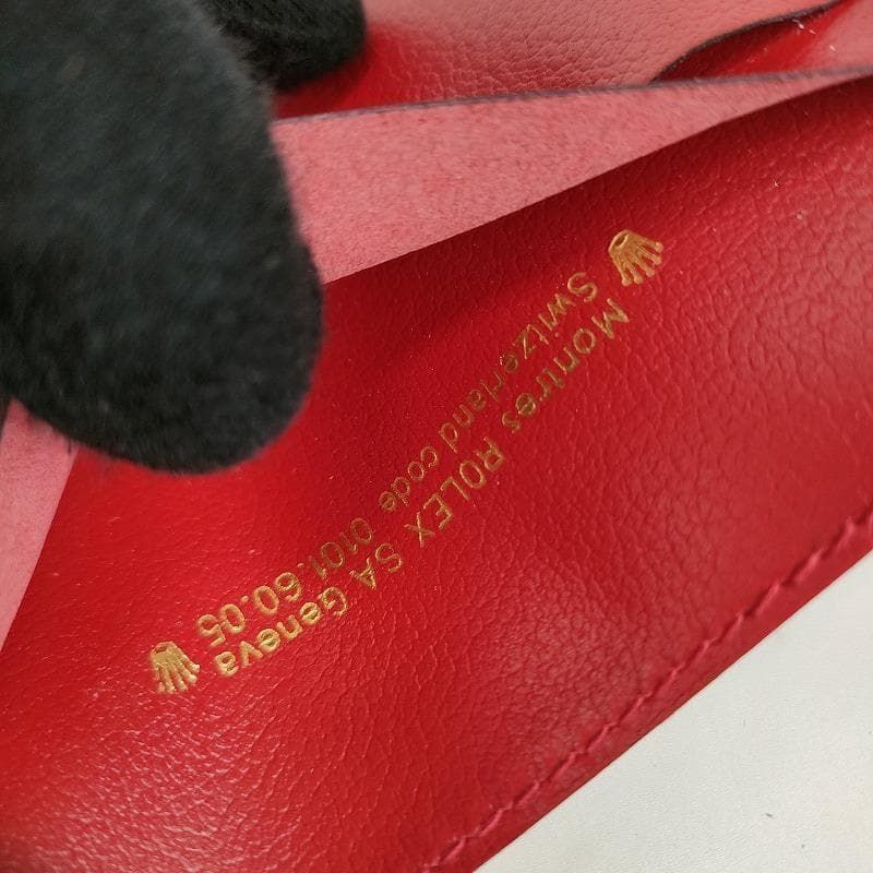 未使用級 ROLEX ロレックス カードケース カード入れ レッド系 赤