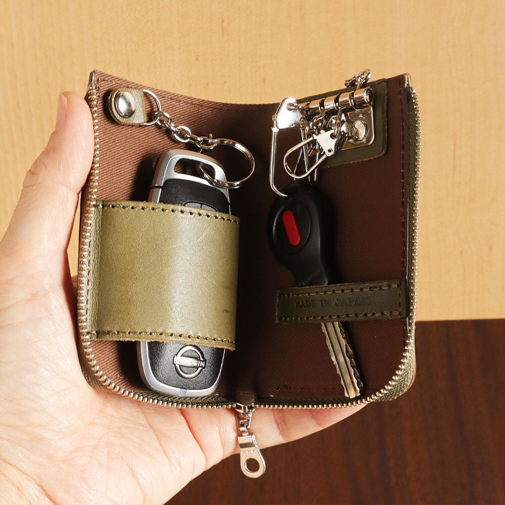 馬シルエット 名入れ無料 栃木レザー ファスナー式キーケース｜スマートキー対応 全