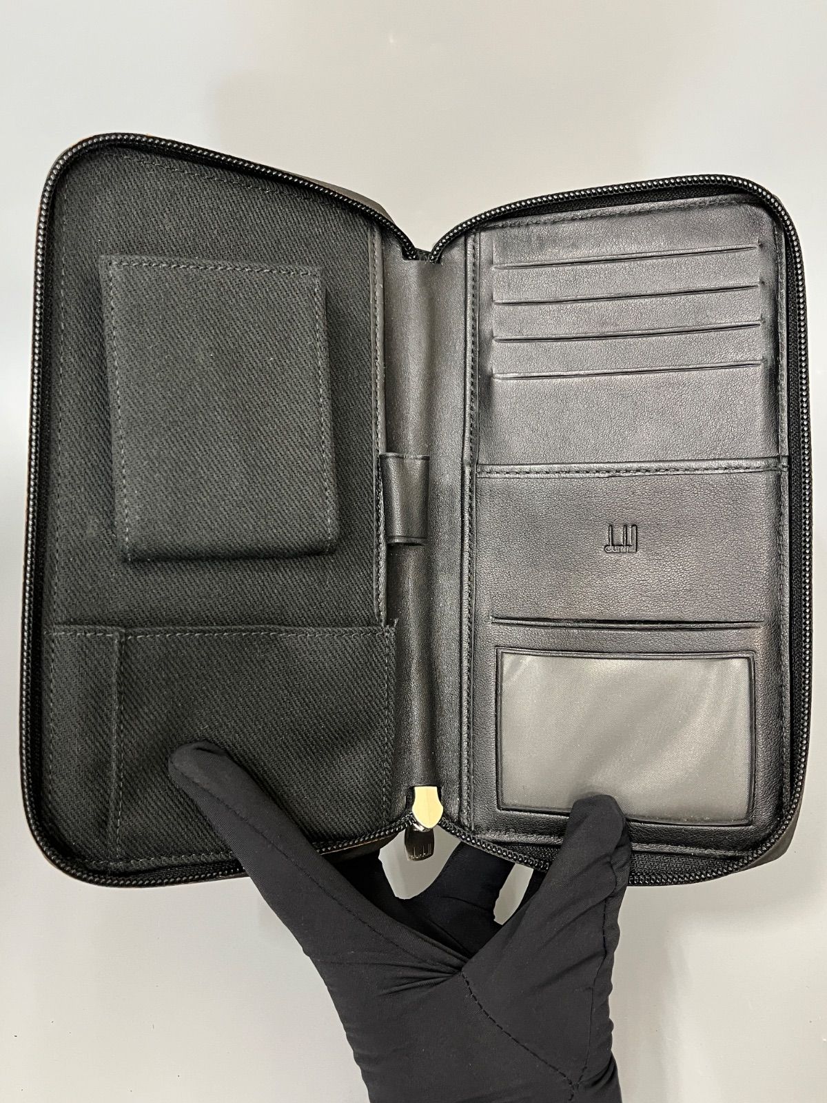 ダンヒル ダブルジップオーガナイザー トラベルケース レザー 本革 黒