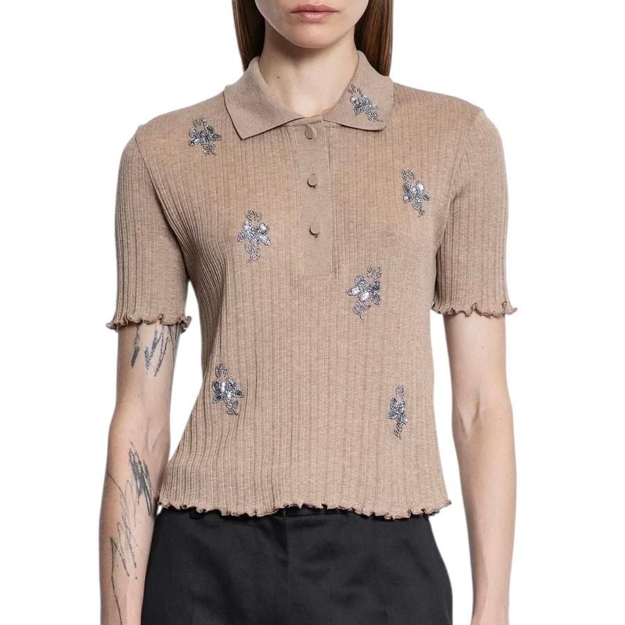 ☆E4736 フェンディ 半袖ポロシャツニット セーター フローラル