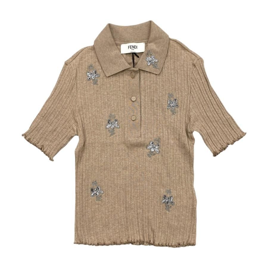 ☆E4736 フェンディ 半袖ポロシャツニット セーター フローラル