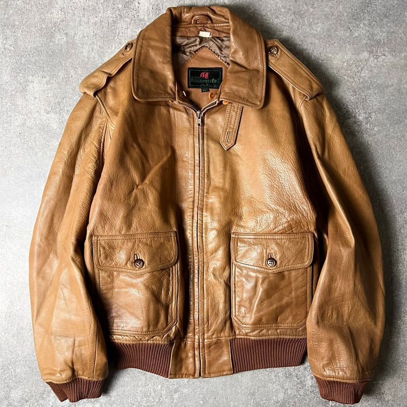 70s 80s Abercrombie&Fitch 中綿入り A-2 タイプ 本革 レザー フライト 
