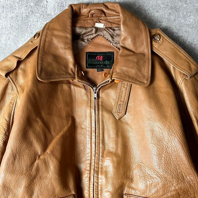 70s 80s Abercrombie&Fitch 中綿入り A-2 タイプ 本革 レザー フライト 