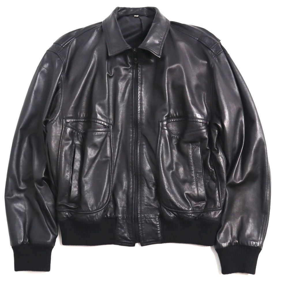 90s シングル ライダースジャケット G1 A2 フライトジャケット レザー Vintage 80s 90s Made in ITALY イタリア製 鹿革 ディアスキン
