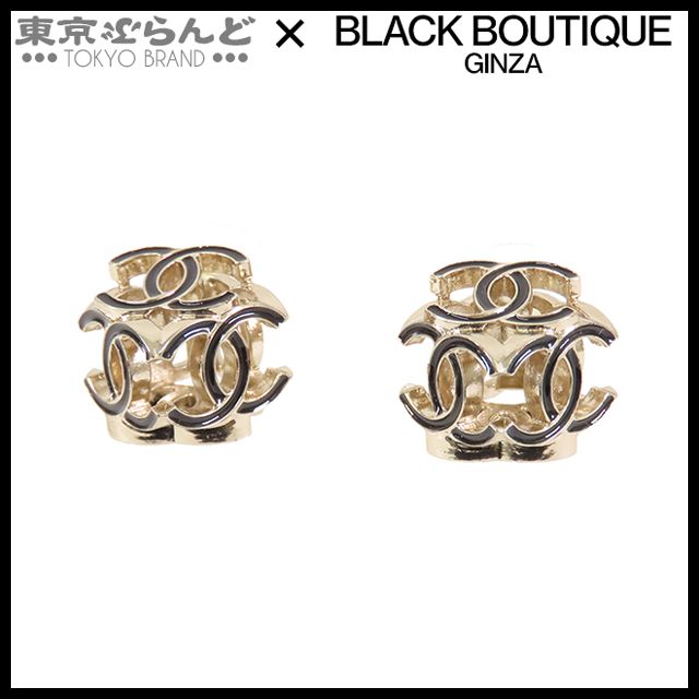 シャネル CHANEL ピアス ゴールドxブラック メタル ココマーク キューブ A22K GP レディース 001014082