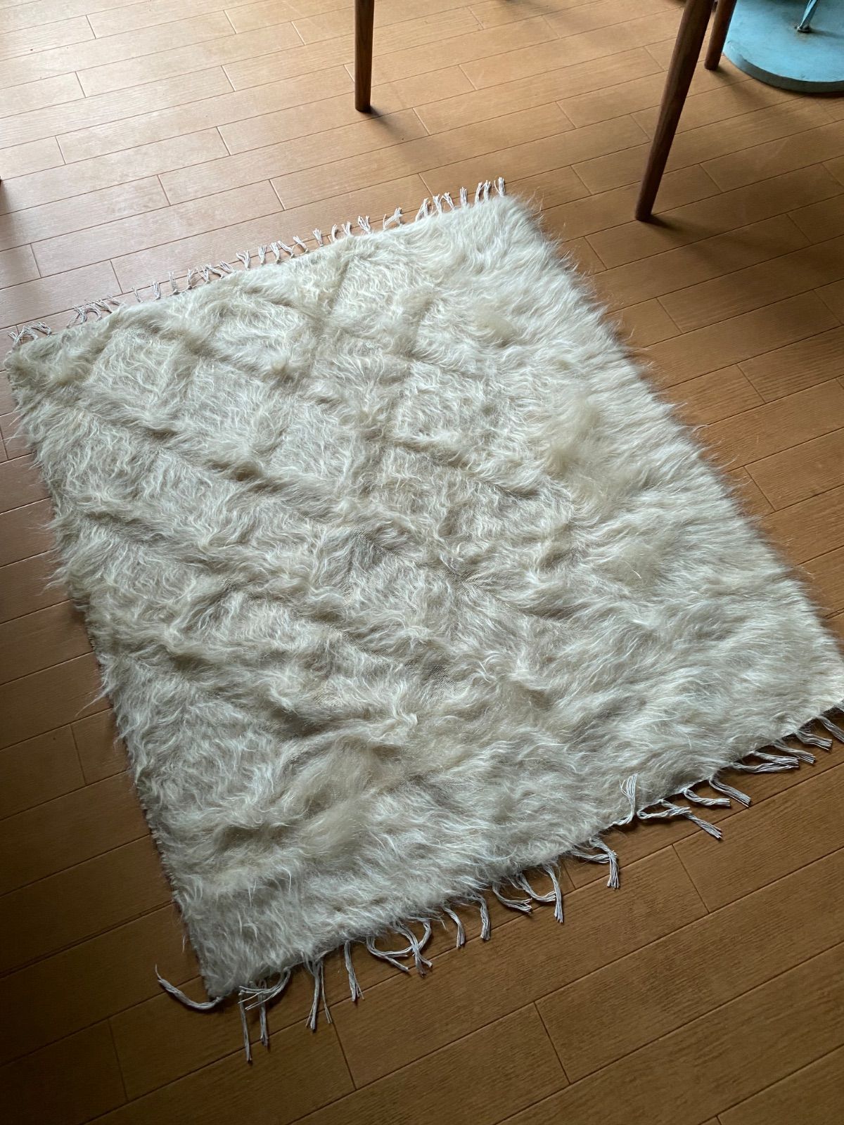 サボテンさまご 品 ヴィンテージシイルトバッタニイェ白 2枚 アンゴラヤギのモヘアで織られた 上の毛布