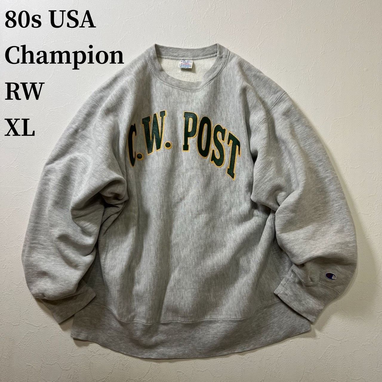 80s USA Champion RW リバースウィーブ スウェット トレーナー プルオーバー チャンピオン 霜降りグレー XL 古着