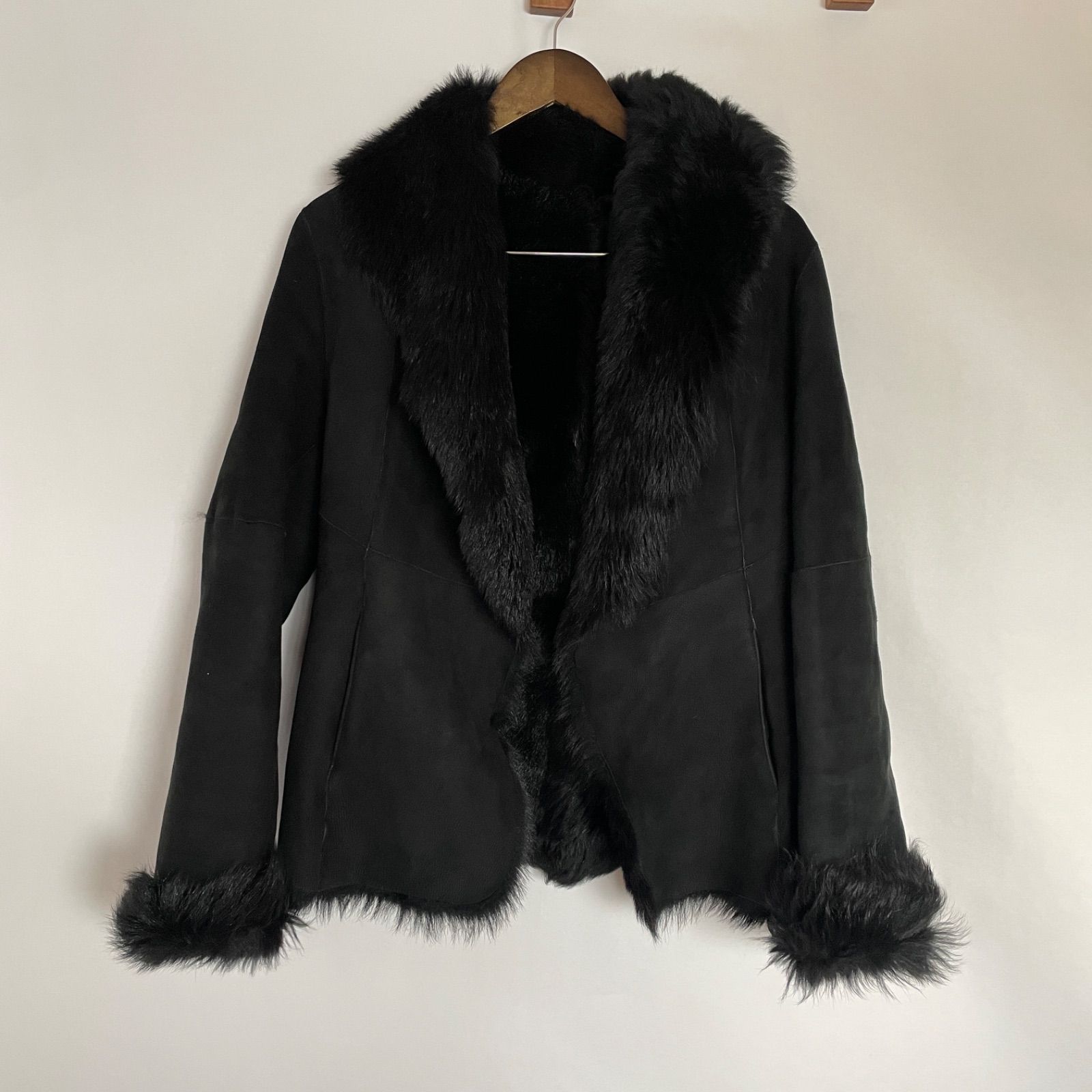 DKNY ダナキャラン ファーコート ムートンコート サイズ4 M L相当 ブラック